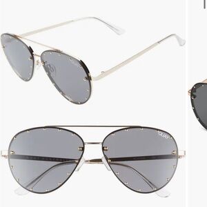 Quay x Jaclyn Hill Roxanne Black Rhinestone Aviator Sunglasses